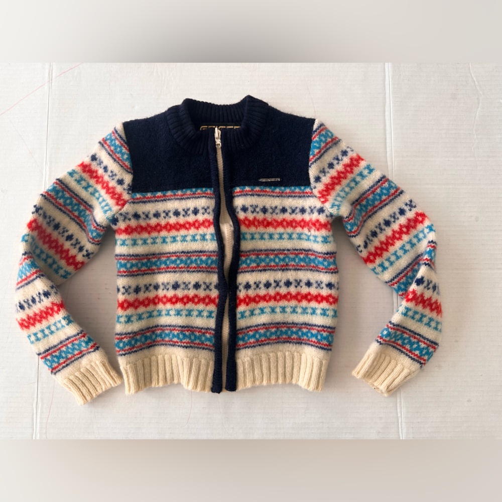 Vintage Geiger Tyrol Kids Boiled Wool Sweater Made in Austria Fair Isle Alpine